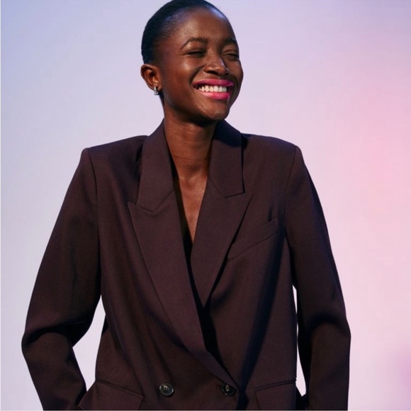 NEW|| H&M Oversize Burgundy Blazer Size XS - Picture 4 of 14